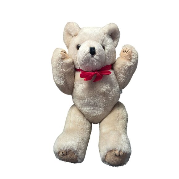 Vintage Jointed Plush Teddy Bear Cream 12" Stuffed Animal - Picture 6 of 9